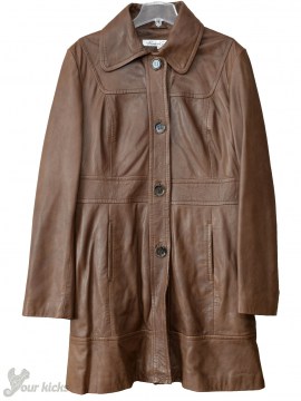 Пальто жен. KENNETH COLE Brown Leather Coat (Size Large)