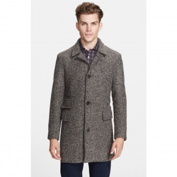 Пальто твидовое из шерсти и акрила - Billy Reid Astor Tweed Coat (Size Medium как Small) (Производство Италия)